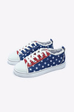 Load image into Gallery viewer, Multicolor American Flag Stars Printed Frayed Detail Lace-up Sneaker Shoes
