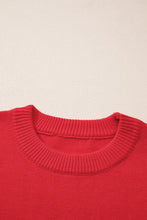 Load image into Gallery viewer, Fiery Red Tinsel merry Pattern Drop Shoulder Plus Size Sweater
