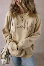 Load image into Gallery viewer, Parchment thankful Embroidered Drop Shoulder Pullover Sweatshirt
