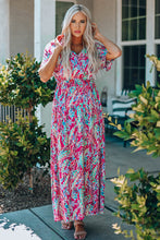 Load image into Gallery viewer, Rose Wrap V Neck Floral Maxi Dress
