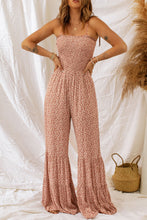 Load image into Gallery viewer, Black Khaki Thin Straps Smocked Bodice Wide Leg Floral Jumpsuit
