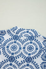 Load image into Gallery viewer, Sky Blue Geometric Print Lace-up Notch Neck Plus Size Maxi Dress
