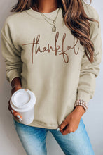 Load image into Gallery viewer, Parchment thankful Embroidered Drop Shoulder Pullover Sweatshirt
