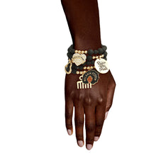 Load image into Gallery viewer, Matte Black Black Girl Magic Charm Bracelets
