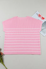 Load image into Gallery viewer, Pink Stripe Ribbed Loose Plus T Shirt
