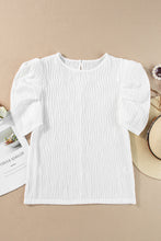 Load image into Gallery viewer, White Textured Short Puff Sleeve Tee
