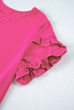 Load image into Gallery viewer, Strawberry Pink Solid Ruffled Sleeve Plus Size Mini Dress
