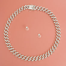 Load image into Gallery viewer, Iced Silver Square Cuban Chain Necklace
