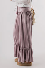 Load image into Gallery viewer, Black Frilled Drawstring High Waist Wide Leg Pants
