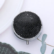 Load image into Gallery viewer, Bling Round Mirror Compact Pill Organizer Case - Hematite

