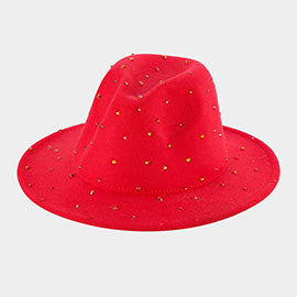 Red Bling Studded Fedora Hat