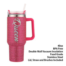 Load image into Gallery viewer, Bling QUEEN Message Studded 40oz Stainless Steel Tumbler With Handle
