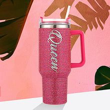 Load image into Gallery viewer, Bling QUEEN Message Studded 40oz Stainless Steel Tumbler With Handle
