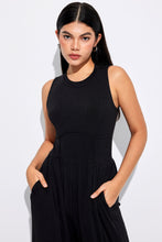 Load image into Gallery viewer, Black Cinched Waist Sleeveless Wide Leg Jumpsuit
