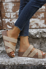 Load image into Gallery viewer, Beige Woven Cross Criss Hollowed Slip-On Slippers
