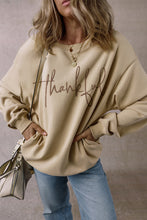 Load image into Gallery viewer, Parchment thankful Embroidered Drop Shoulder Pullover Sweatshirt

