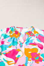 Load image into Gallery viewer, Multicolour Abstract Print Ruffled Sleeve Plus Size Blouse
