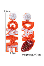 Load image into Gallery viewer, Orange GAME DAY Rugby Rice Bead Dangle Stud Earrings
