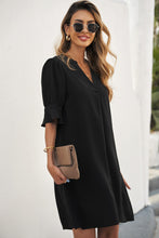 Load image into Gallery viewer, Black Ruffled Sleeve Shift Dress
