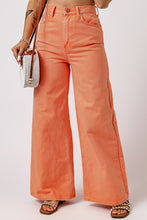 Load image into Gallery viewer, Orange Acid Wash High Waist Wide Leg Jeans
