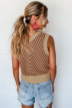 Load image into Gallery viewer, Strawberry Pink Contrast Chevron Knit V Neck Sweater Vest
