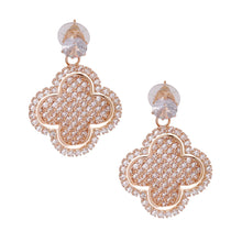 Load image into Gallery viewer, Gold Pave Clover Earrings
