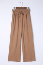 Load image into Gallery viewer, Brown Drawstring Elastic Waist Casual Wide Leg Pants
