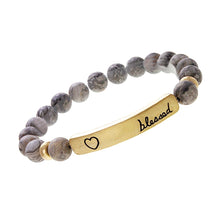 Load image into Gallery viewer, Gray Natural Stone Bead Blessed Bracelet
