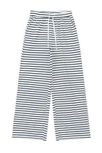 Load image into Gallery viewer, White Drawstring Striped Wide Leg Pants
