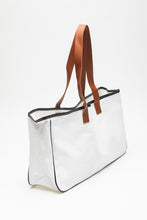Load image into Gallery viewer, White BEACH PLEASE Print Large Canvas Tote Bag
