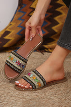 Load image into Gallery viewer, Chestnut Bohemian Pattern Crochet Faux Leather Beach Slippers
