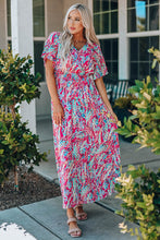 Load image into Gallery viewer, Rose Wrap V Neck Floral Maxi Dress
