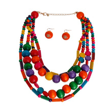 Load image into Gallery viewer, Rainbow Mixed Wooden Bead Necklace

