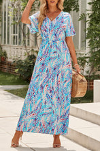 Load image into Gallery viewer, Rose Wrap V Neck Floral Maxi Dress
