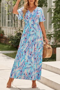 Rose Wrap V Neck Floral Maxi Dress