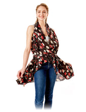 Load image into Gallery viewer, Black Floral Vest Cover Up
