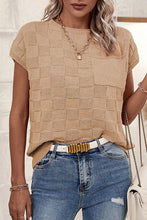 Load image into Gallery viewer, Dusty Pink Lattice Textured Knit Short Sleeve Sweater
