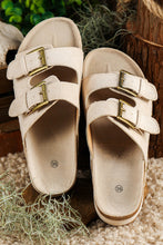 Load image into Gallery viewer, Beige Suede Buckle Decor Footbed Sandal Slippers
