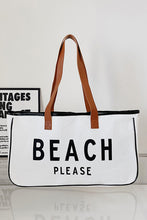 Load image into Gallery viewer, White BEACH PLEASE Print Large Canvas Tote Bag
