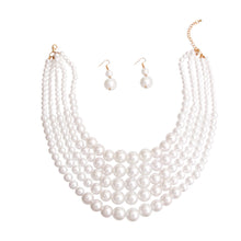 Load image into Gallery viewer, White Pearl Graduated 5 Strand Set
