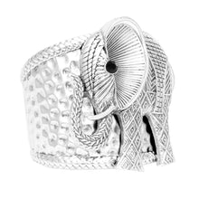 Load image into Gallery viewer, Cuff Burnished Silver Elephant Tribal Bracelet
