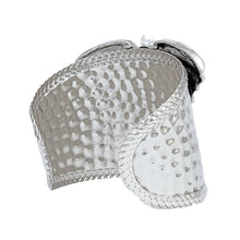 Load image into Gallery viewer, Cuff Burnished Silver Elephant Pearl Bracelet
