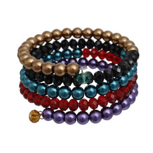 Load image into Gallery viewer, Coiled Multicolor Pearl Glass Bead Wrap Bracelet
