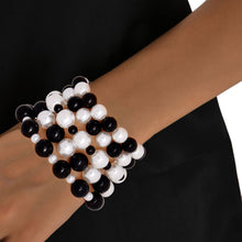 Load image into Gallery viewer, Black White Pearl Bracelets 5 Pcs
