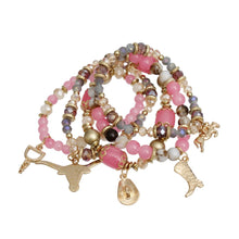 Load image into Gallery viewer, Bead Pink 5 Pcs Western Cowgirl Charm Bracelets
