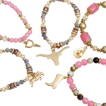 Load image into Gallery viewer, Bead Pink 5 Pcs Western Cowgirl Charm Bracelets
