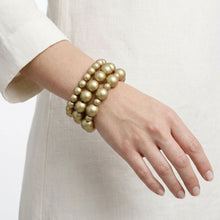 Load image into Gallery viewer, Matte Gold Pearl Bracelet Stretch 3 Strand
