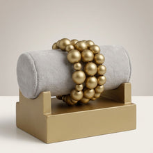 Load image into Gallery viewer, Matte Gold Pearl Bracelet Stretch 3 Strand
