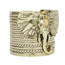 Load image into Gallery viewer, Cuff Burnished Gold Rope Elephant Tribal Bracelet

