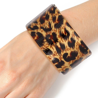 Bracelet Leopard Gold Wide Cuff for Women